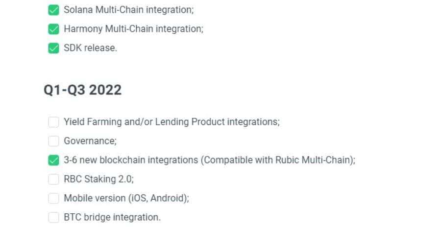 Rubic Roadmap