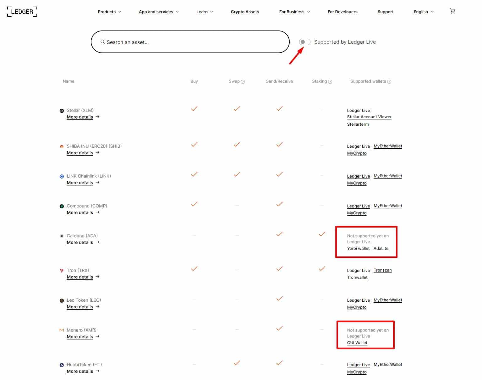 Ledger not supported