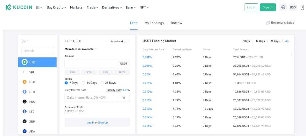 KuCoin lending