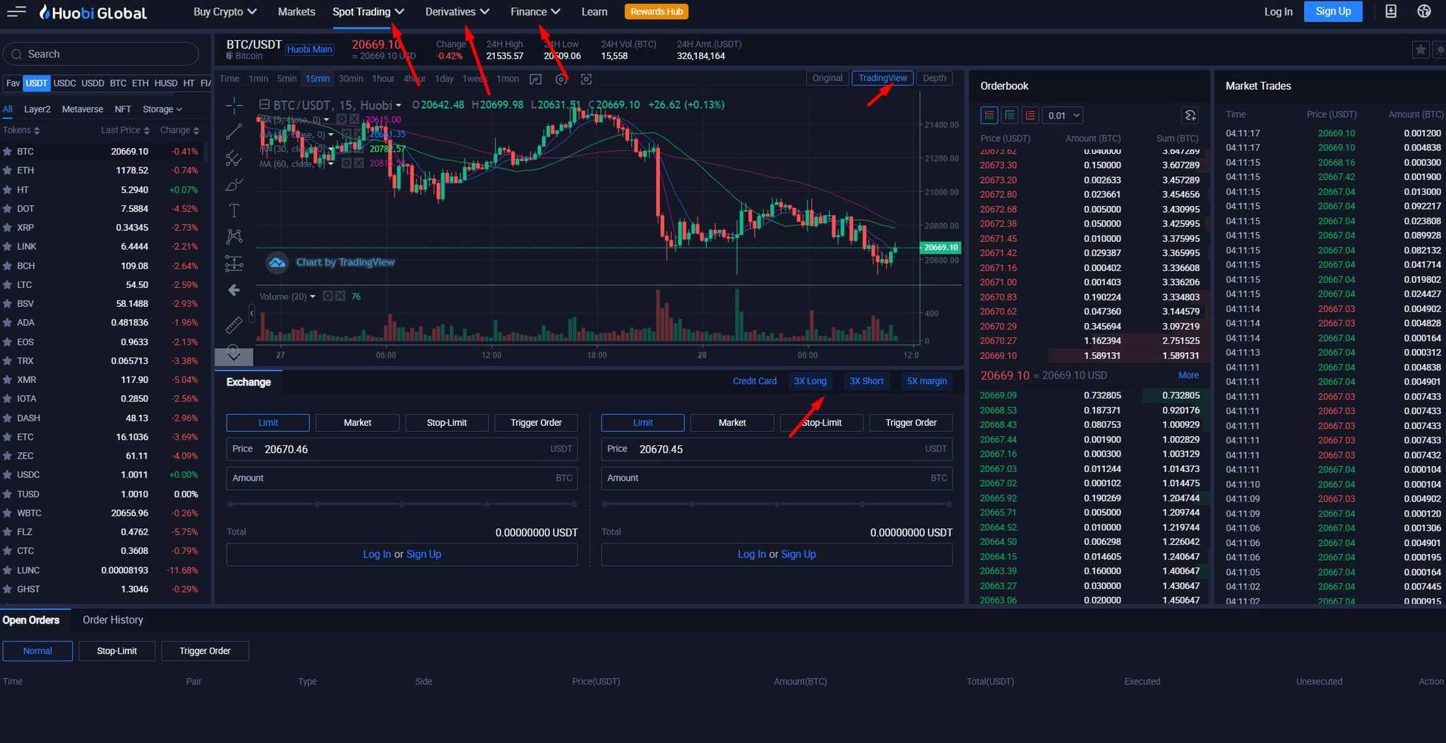 Huobi platform design