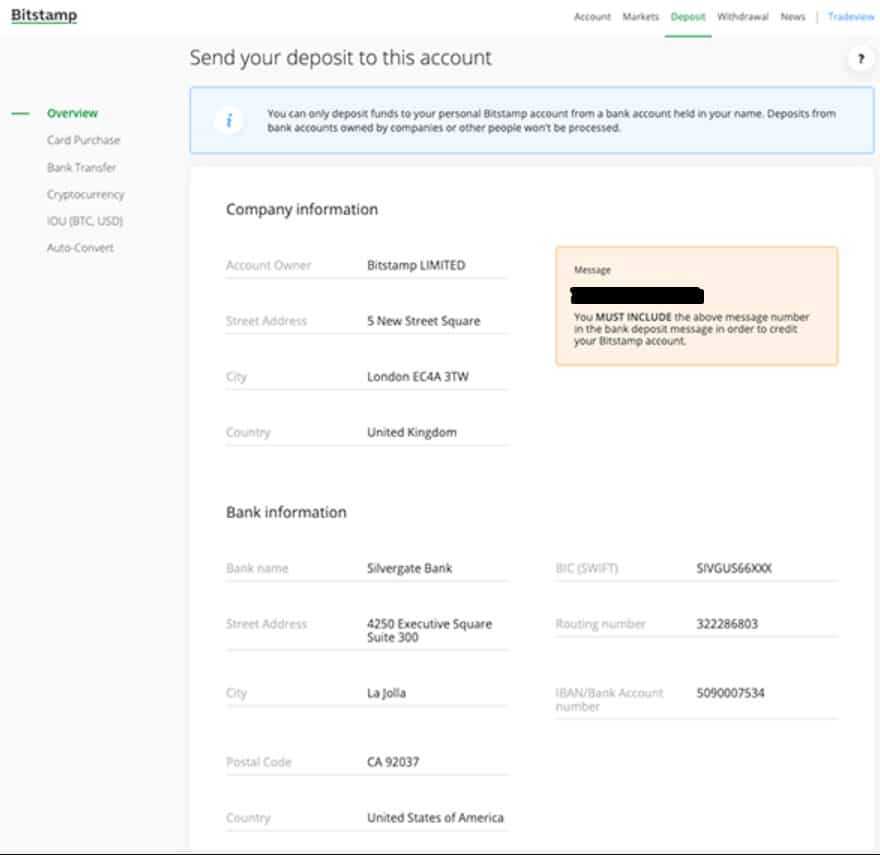 bitstamp bank deposit