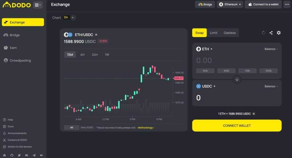 dodo exchange interface